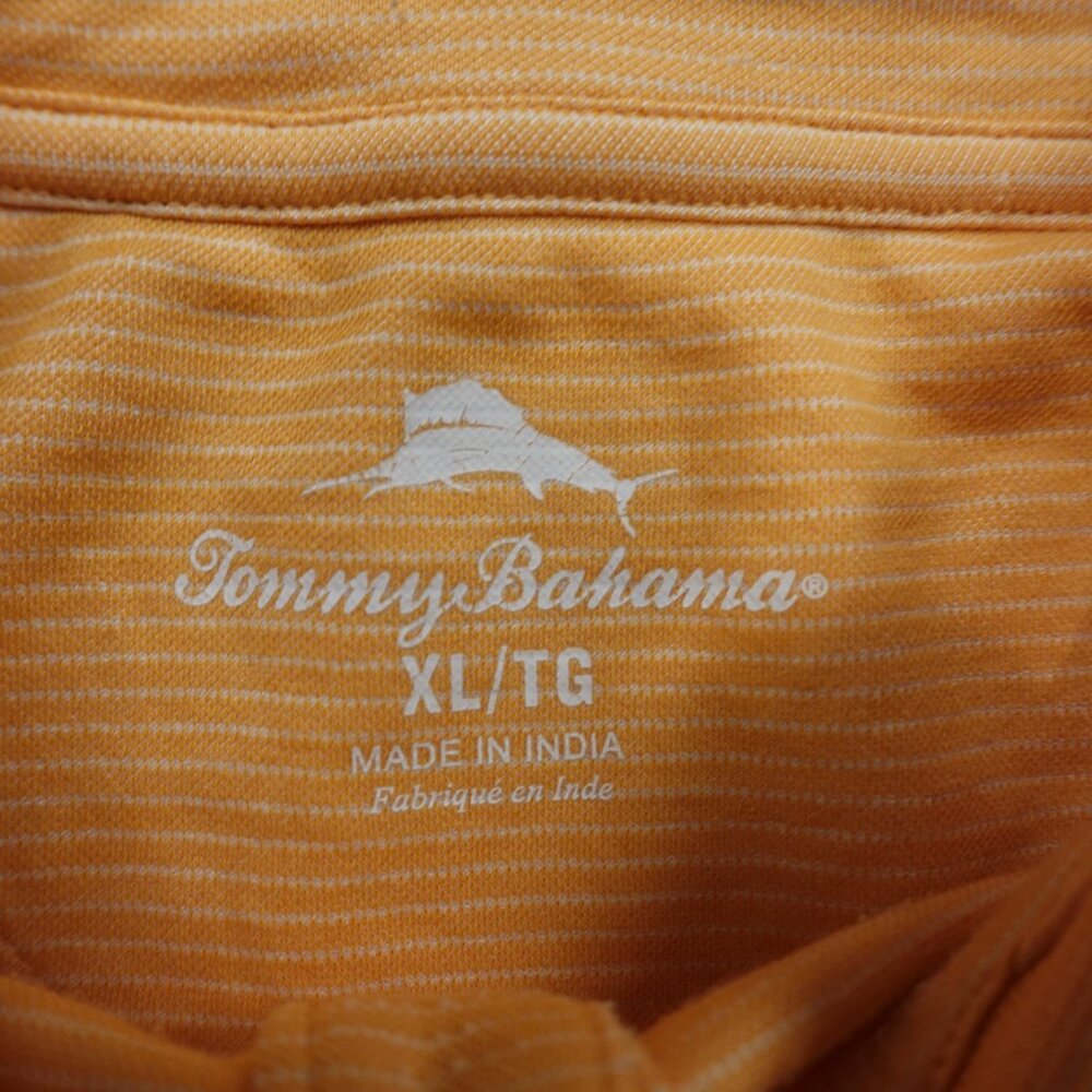 Tommy Bahama Striped Polo Shirt Men’s XL Peach Orange Casual Island Wear - Picture 2 of 9